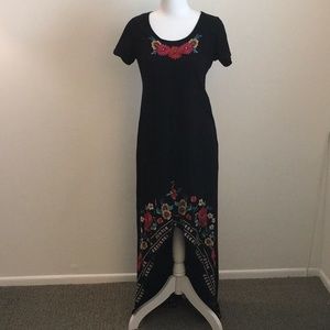 JW Los Angeles Black Embroidered High-Low Dress